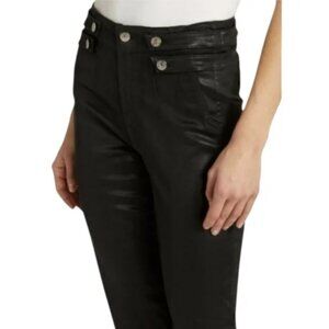 Veronica Beard Beverly Skinny Flare High Rise Black Coated Pants Size 30